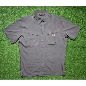 Under Armour Tide Chaser Button Up Heat Gear Loose 'Gray' (Men's Large)